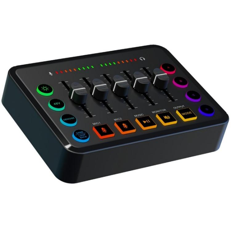 F9 48V Live Streaming Sound Card Audio Mixer Power Voice Changer with RGB Light(Black) - Live Sound Effects Processors by PMC TechLife | Online Shopping South Africa | PMC TechLife | Buy Now Pay Later Mobicred