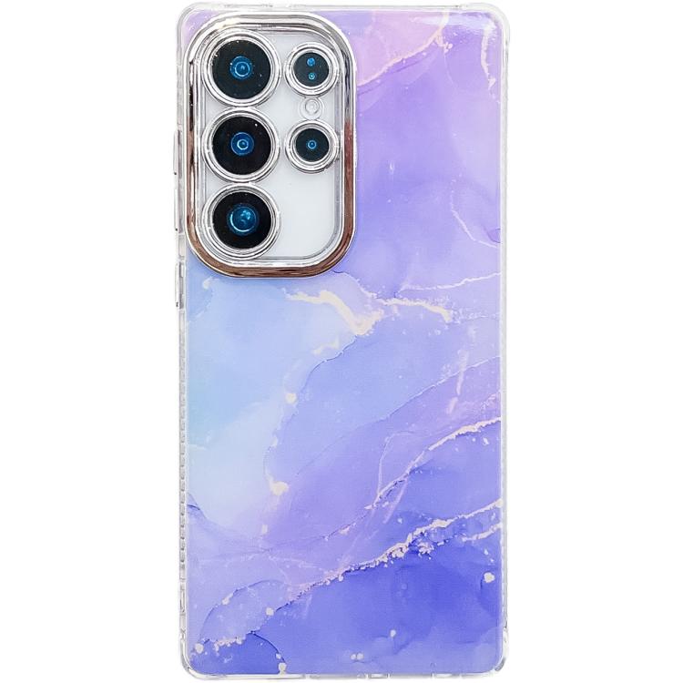 For Samsung Galaxy S25 Ultra 5G Electroplated Marble Texture Phone Case(Blue Purple M10) - Galaxy S25 Ultra 5G Cases by PMC Jewellery | Online Shopping South Africa | PMC Jewellery | Buy Now Pay Later Mobicred