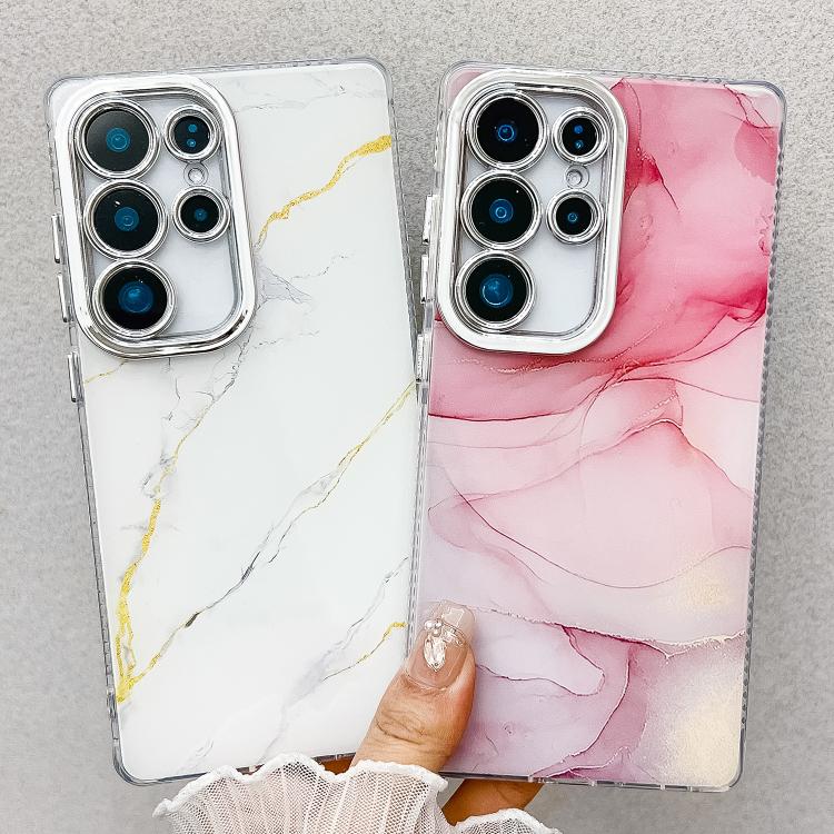 For Samsung Galaxy S25 Ultra 5G Electroplated Marble Texture Phone Case(Purple Blue M18) - Galaxy S25 Ultra 5G Cases by PMC Jewellery | Online Shopping South Africa | PMC Jewellery | Buy Now Pay Later Mobicred