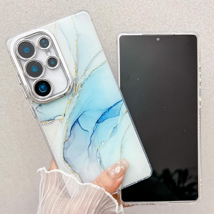 For Samsung Galaxy S25 Ultra 5G Electroplated Marble Texture Phone Case(Gold White M1) - Galaxy S25 Ultra 5G Cases by PMC Jewellery | Online Shopping South Africa | PMC Jewellery | Buy Now Pay Later Mobicred