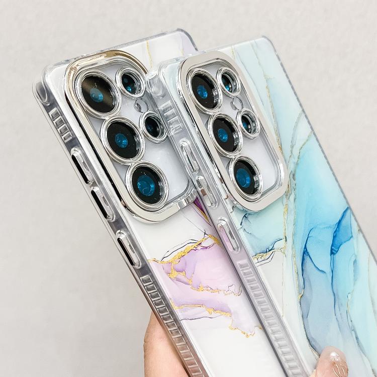 For Samsung Galaxy S25 Ultra 5G Electroplated Marble Texture Phone Case(Purple Pink M14) - Galaxy S25 Ultra 5G Cases by PMC Jewellery | Online Shopping South Africa | PMC Jewellery | Buy Now Pay Later Mobicred