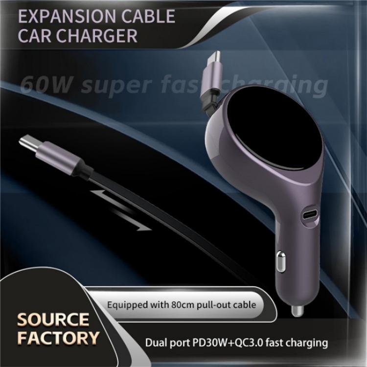 K1 With Retractable Cable Car Charger Type-C PD 20W Fast Charging Adapter - Car Charger by PMC TechLife | Online Shopping South Africa | PMC TechLife | Buy Now Pay Later Mobicred