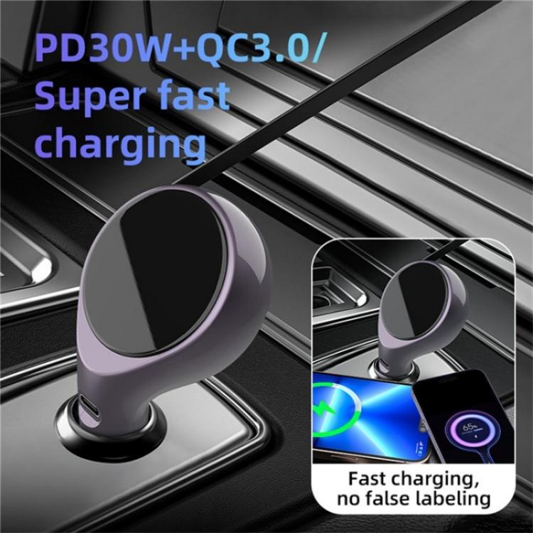 K1 With Retractable Cable Car Charger Type-C PD 20W Fast Charging Adapter - Car Charger by PMC TechLife | Online Shopping South Africa | PMC TechLife | Buy Now Pay Later Mobicred