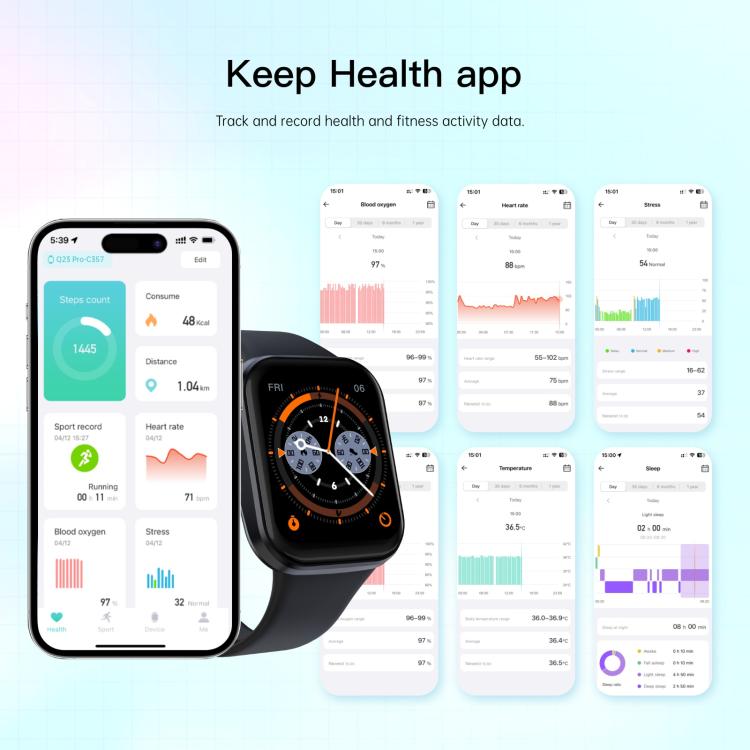 Q23 Pro 1.83 inch Color Screen IP68 Waterproof Bluetooth Call Smart Watch, Support Health Monitoring(Black) - Smart Watches by PMC TechLife | Online Shopping South Africa | PMC TechLife | Buy Now Pay Later Mobicred