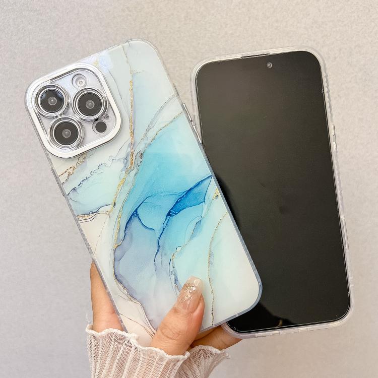 For iPhone 16e Electroplated Marble Texture Phone Case(Gold Purple Red M15) - iPhone 16e Cases by PMC TechLife | Online Shopping South Africa | PMC TechLife | Buy Now Pay Later Mobicred
