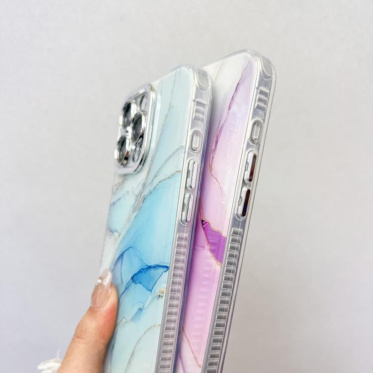 For iPhone 16e Electroplated Marble Texture Phone Case(Purple Pink M14) - iPhone 16e Cases by PMC TechLife | Online Shopping South Africa | PMC TechLife | Buy Now Pay Later Mobicred