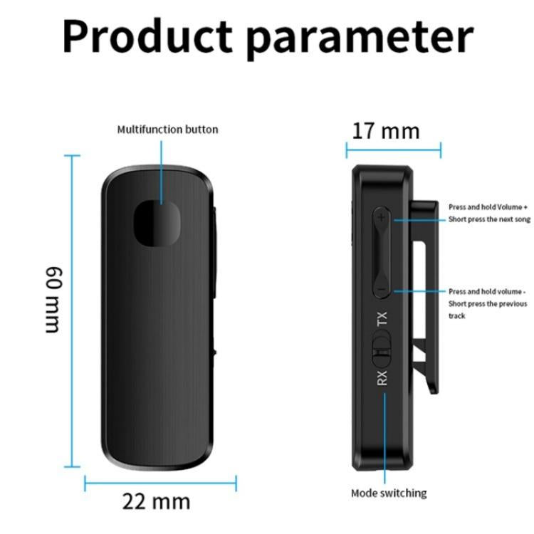 M18 Transmitter Receiver 2-in-1 Speaker Headphone Wireless Car Lapel Clip Bluetooth 5.4 Adapter - free shipping - PMC TechLife - Order now!