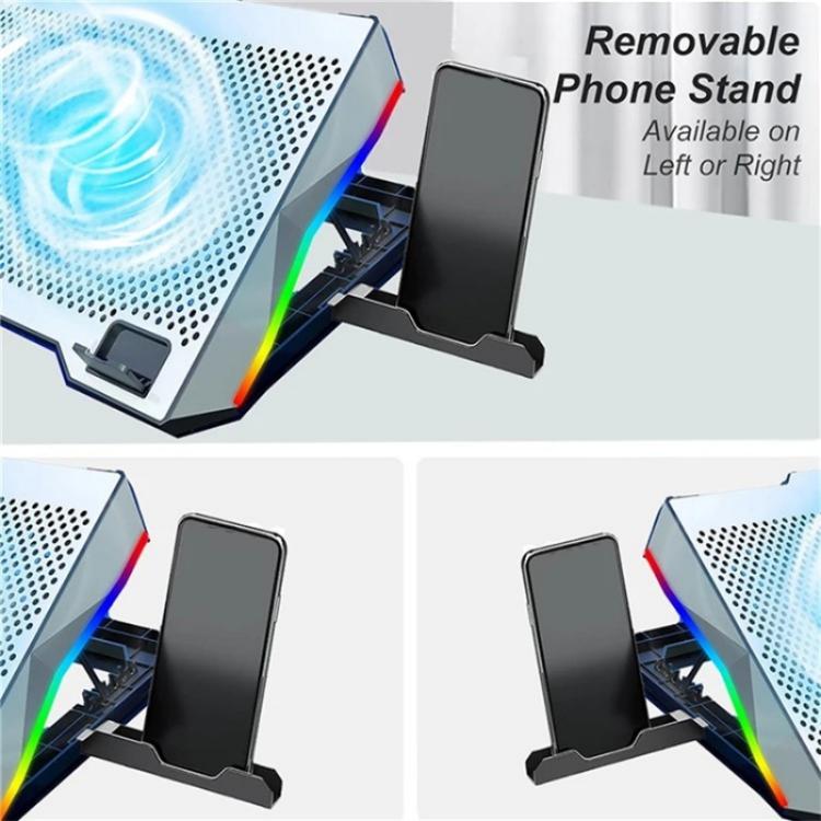 S601 RGB Light Notebook Cooler Adjustable Height Gaming Laptop Cooling Pad - Cooling Pads by PMC TechLife | Online Shopping South Africa | PMC TechLife | Buy Now Pay Later Mobicred