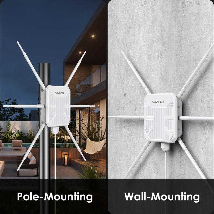 WAVLINK WN588HX3 AX3000 Outdoor WiFi Extender with 6 Antennas Dual Band WiFi Repeater, Plug:EU Plug - free shipping - PMC TechLife - Order now!