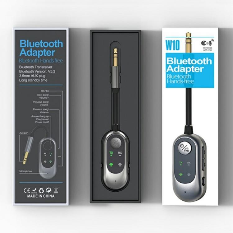 W10 Car Stereo Wireless Connection Audio Adapter 2 in 1 Car Bluetooth 5.3 Receiver Transmitter - Bluetooth Adapters by PMc TechLife | Online Shopping South Africa | PMc TechLife | Buy Now Pay Later Mobicred