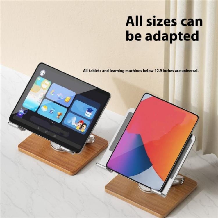 J27 Desktop Foldable Rotating Wooden Base Tablets Laptops Metal Cooling Holder(Silver) - Laptop Stand by PMC TechLife | Online Shopping South Africa | PMC TechLife | Buy Now Pay Later Mobicred