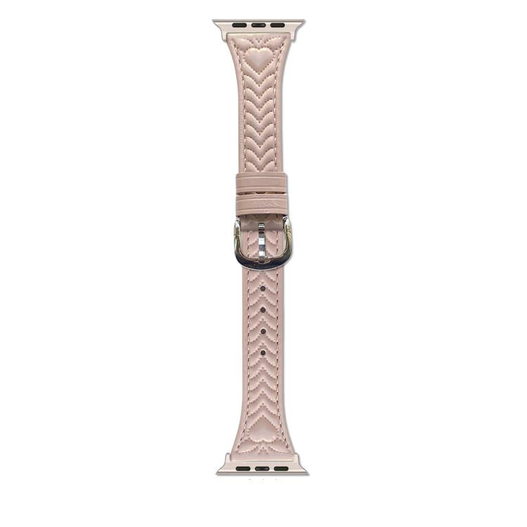 For Apple Watch 46mm / 49mm / 45mm / 44mm Heart-Shaped Embossed Leather Watch Band(Girly Pink) - Watch Bands by PMC TechLife | Online Shopping South Africa | PMC TechLife | Buy Now Pay Later Mobicred