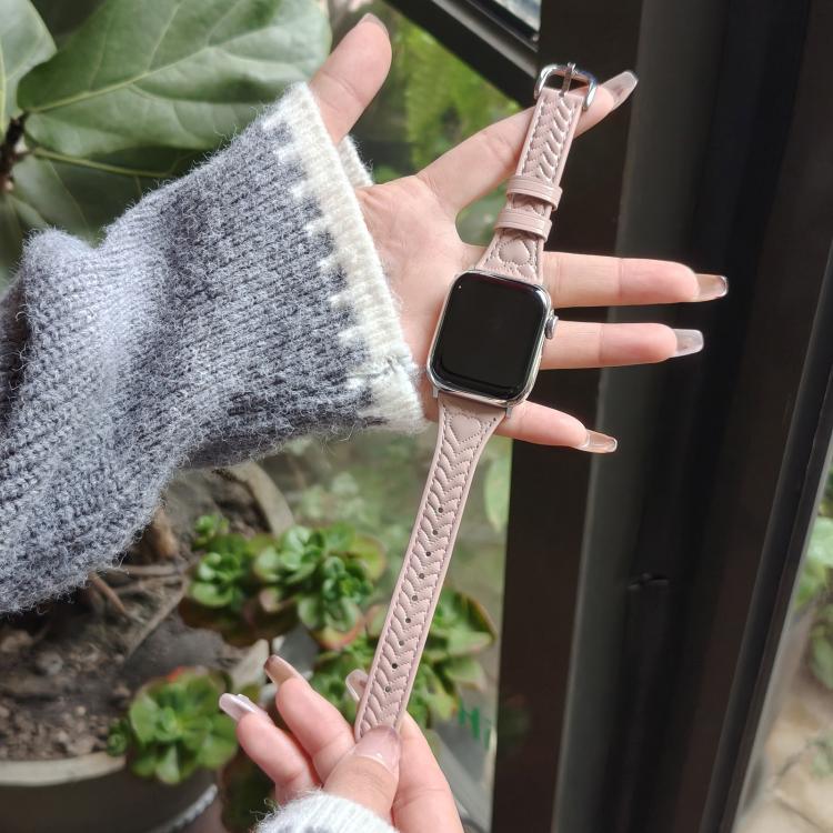 For Apple Watch 46mm / 49mm / 45mm / 44mm Heart-Shaped Embossed Leather Watch Band(Girly Pink) - Watch Bands by PMC TechLife | Online Shopping South Africa | PMC TechLife | Buy Now Pay Later Mobicred