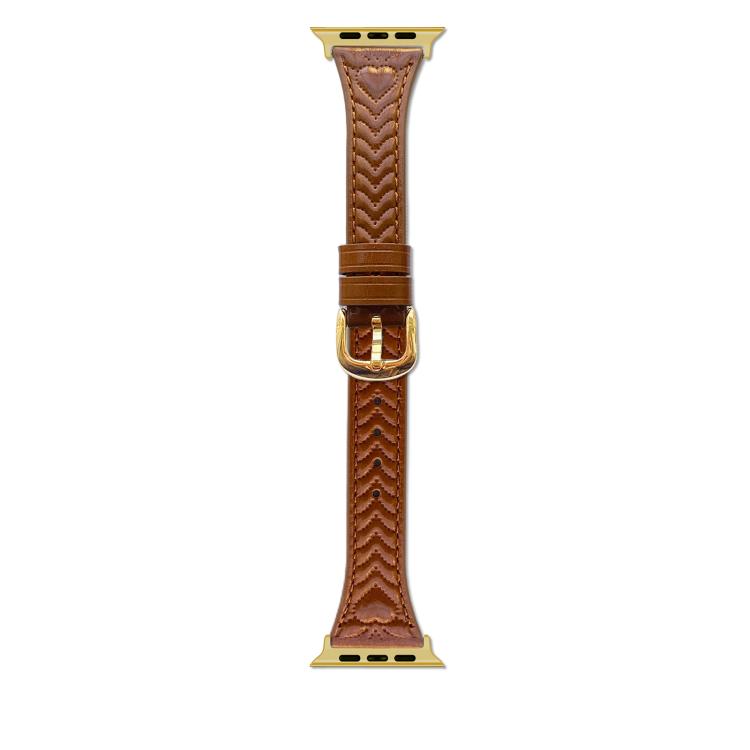 For Apple Watch 46mm / 49mm / 45mm / 44mm Heart-Shaped Embossed Leather Watch Band(Brown) - Watch Bands by PMC TechLife | Online Shopping South Africa | PMC TechLife | Buy Now Pay Later Mobicred