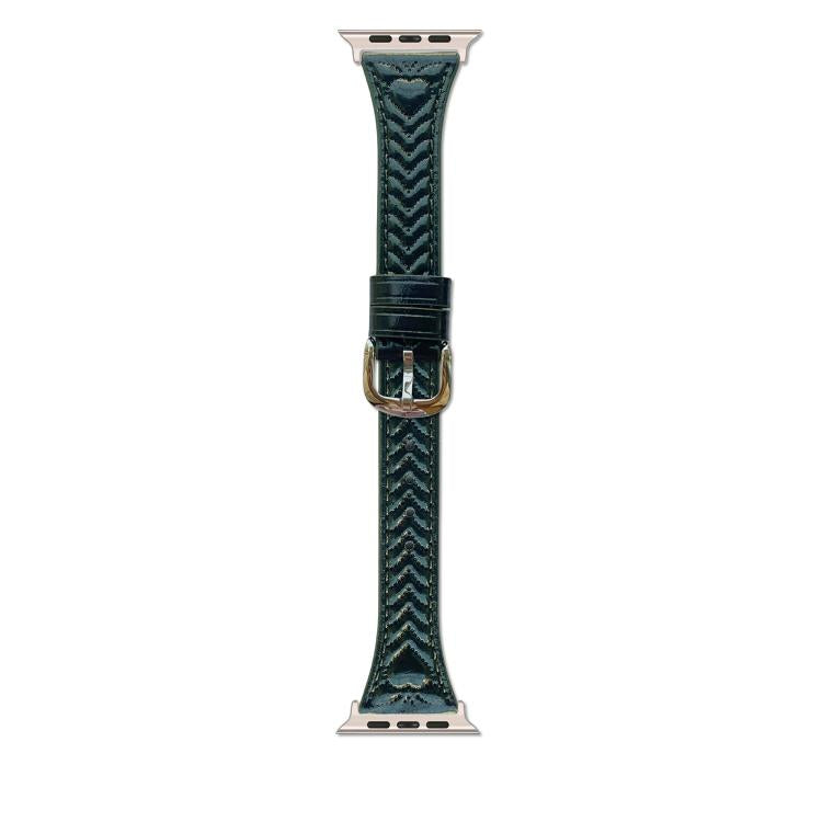 For Apple Watch 42mm / 41mm / 40mm / 38mm Heart-Shaped Embossed Leather Watch Band(Forest Green) - Watch Bands by PMC TechLife | Online Shopping South Africa | PMC TechLife | Buy Now Pay Later Mobicred