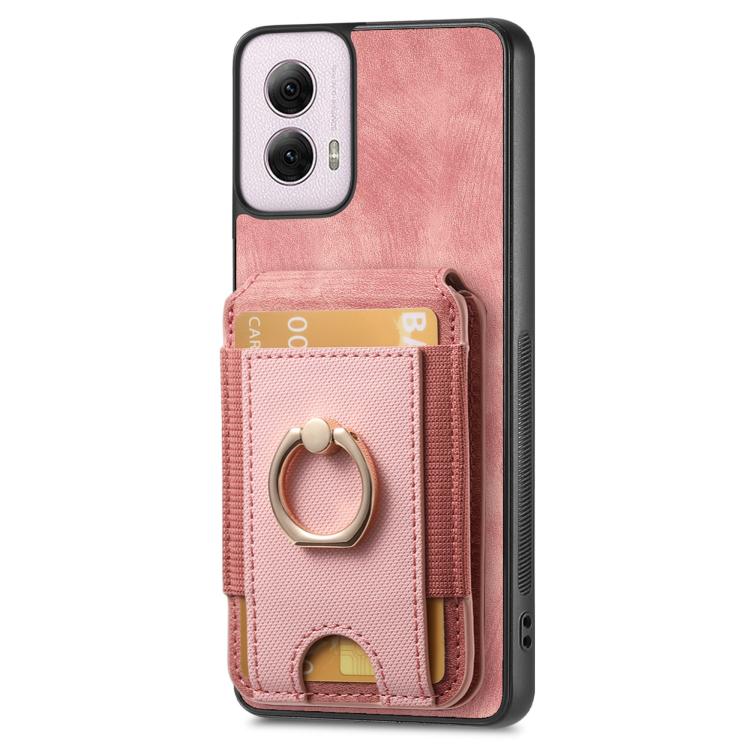 For Motorola Moto G Power 5G 2024 Retro Splitable Magnetic Stand Card Bag Leather Phone Case(Pink) - Motorola Cases by PMC TechLife | Online Shopping South Africa | PMC TechLife | Buy Now Pay Later Mobicred