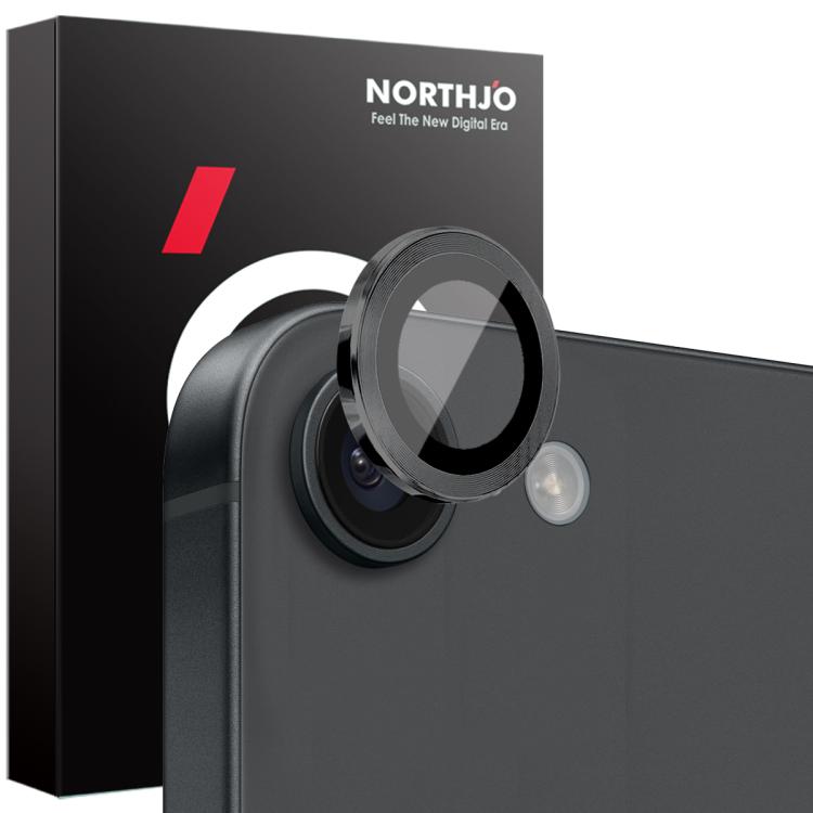 For iPhone 16e NORTHJO Camera Lens Protector CD Metal Ring Tempered Glass Film(Black) - iPhone 16e Tempered Glass by NORTHJO | Online Shopping South Africa | PMC TechLife | Buy Now Pay Later Mobicred