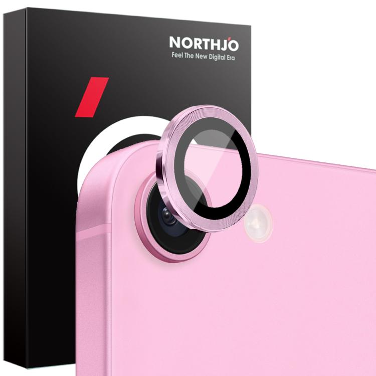For iPhone 16e NORTHJO Camera Lens Protector CD Metal Ring Tempered Glass Film(Pink) - iPhone 16e Tempered Glass by NORTHJO | Online Shopping South Africa | PMC TechLife | Buy Now Pay Later Mobicred