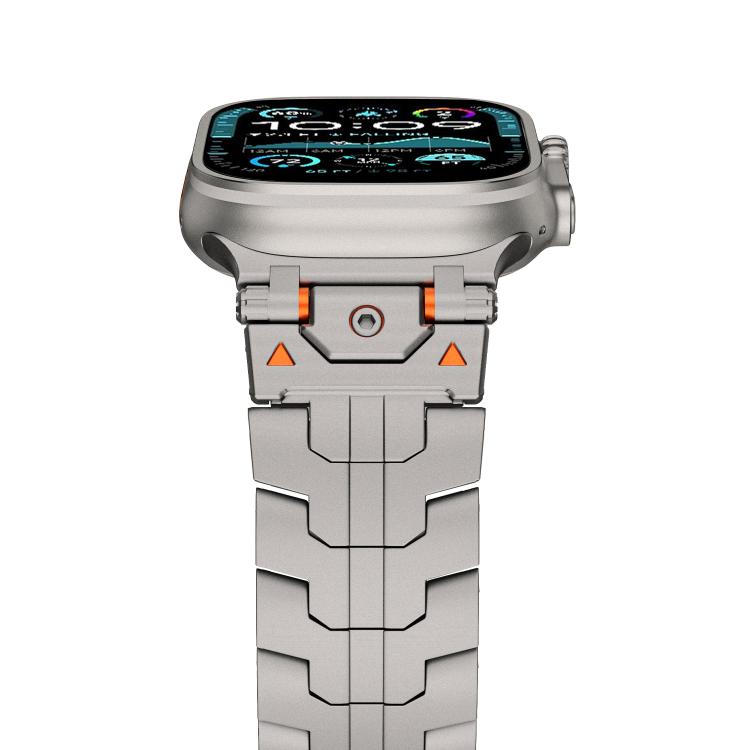 For Apple Watch 42mm / 41mm / 40mm / 38mm Stainless Steel Iron Man Butterfly Buckle Metal Watch Band(Titanium Color) - free shipping - PMC TechLife - Order now!