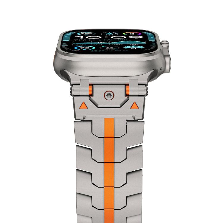 For Apple Watch 42mm / 41mm / 40mm / 38mm Stainless Steel Iron Man Butterfly Buckle Metal Watch Band(Titanium Color Orange) - free shipping - PMC TechLife - Order now!