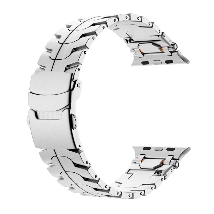 For Apple Watch 42mm / 41mm / 40mm / 38mm Stainless Steel Iron Man Safety Buckle Metal Watch Band(Silver) - free shipping - PMC TechLife - Order now!