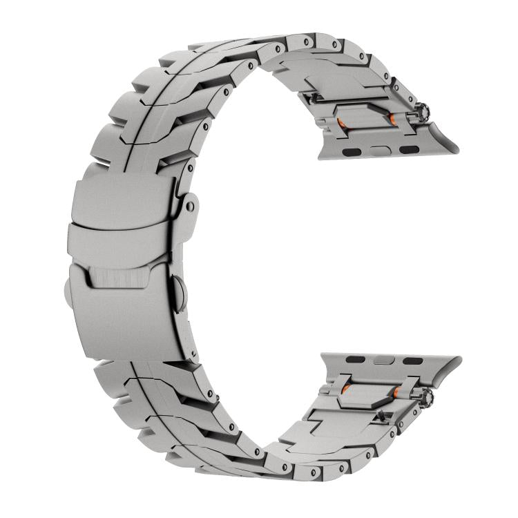 For Apple Watch 42mm / 41mm / 40mm / 38mm Stainless Steel Iron Man Safety Buckle Metal Watch Band(Titanium Color) - free shipping - PMC TechLife - Order now!