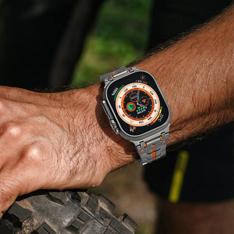 For Apple Watch 42mm / 41mm / 40mm / 38mm Stainless Steel Iron Man Safety Buckle Metal Watch Band(Silver) - free shipping - PMC TechLife - Order now!