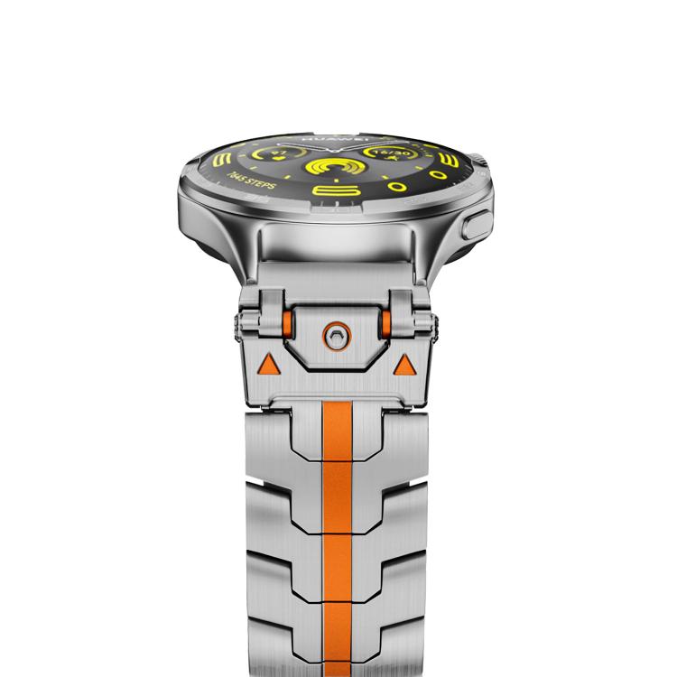 22mm Stainless Steel Safety Buckle Metal Watch Band(Silver Orange) - free shipping - PMC TechLife - Order now!