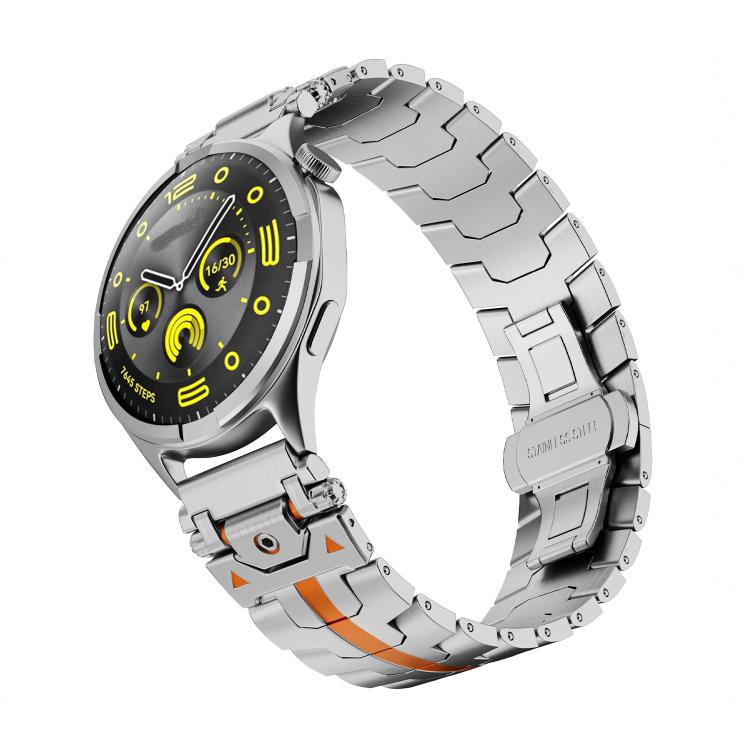 22mm Stainless Steel Butterfly Buckle Metal Watch Band(Silver Orange) - free shipping - PMC TechLife - Order now!