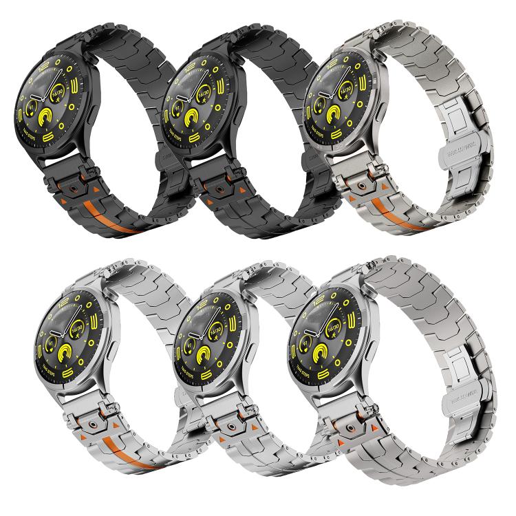 22mm Stainless Steel Butterfly Buckle Metal Watch Band(Silver Orange) - free shipping - PMC TechLife - Order now!