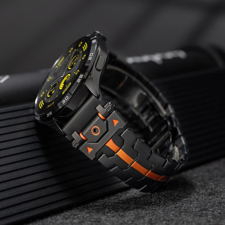 22mm Stainless Steel Butterfly Buckle Metal Watch Band(Silver Orange) - free shipping - PMC TechLife - Order now!