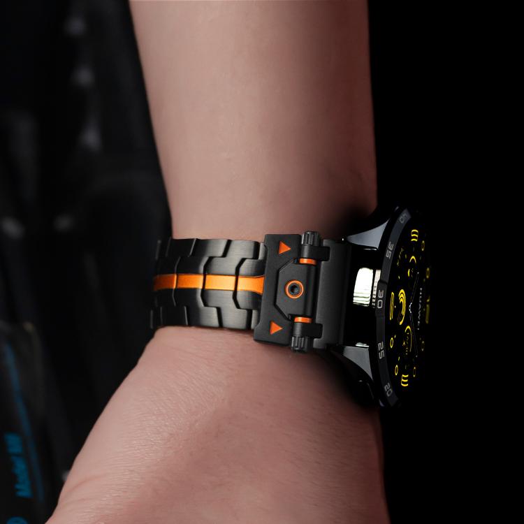 22mm Stainless Steel Butterfly Buckle Metal Watch Band(Silver Orange) - free shipping - PMC TechLife - Order now!