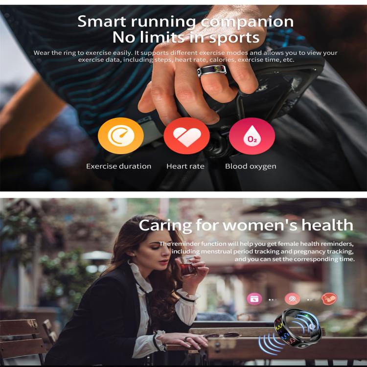 R12 SIZE 10 Smart Ring, Support Heart Rate / Blood Oxygen / Sleep / Multiple Sports Modes(Black) - free shipping - PMC TechLife - Order now!