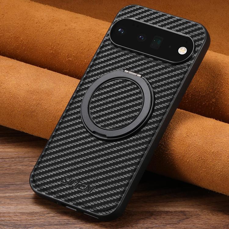 For Google Pixel 6 Pro Suteni G3 Carbon Fiber Leather 360 Rotation Holder MagSafe Phone Case(Black) - free shipping - PMC TechLife - Order now!