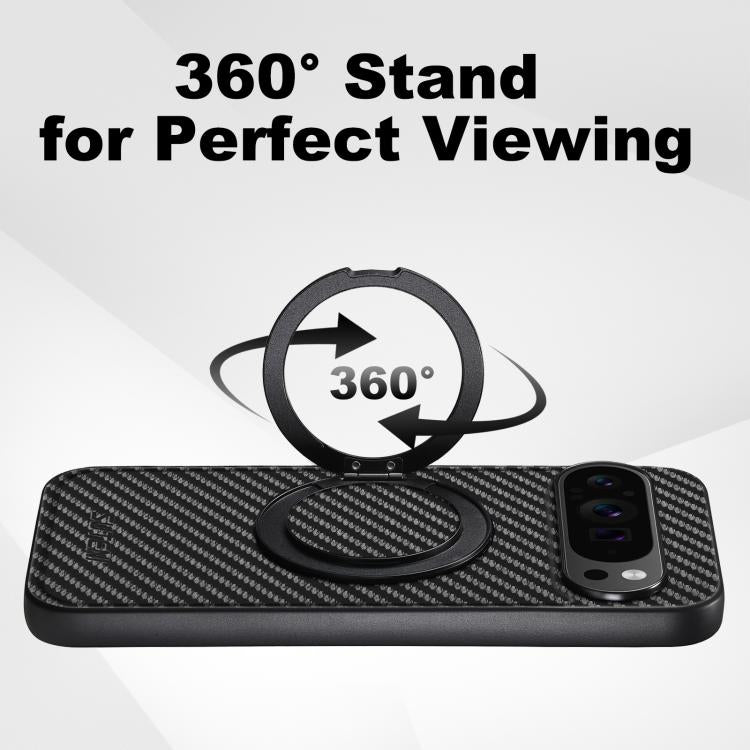 For Google Pixel 6 Pro Suteni G3 Carbon Fiber Leather 360 Rotation Holder MagSafe Phone Case(Black) - free shipping - PMC TechLife - Order now!