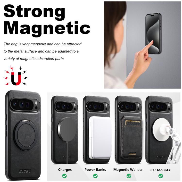 For Google Pixel 9 Pro XL Suteni G3 Oil Wax 360 Rotation Holder MagSafe Back Phone Case(Black) - free shipping - PMC TechLife - Order now!