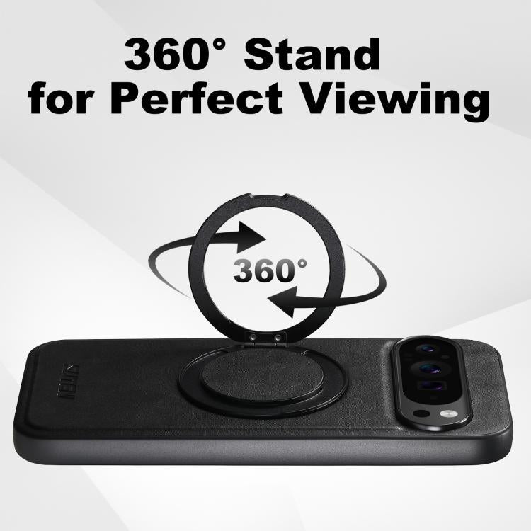 For Google Pixel 7 Pro Suteni G3 Suteni G3 Oil Wax 360 Rotation Holder MagSafe Back Phone Case(Black) - Google Cases by Suteni | Online Shopping South Africa | PMC TechLife | Buy Now Pay Later Mobicred