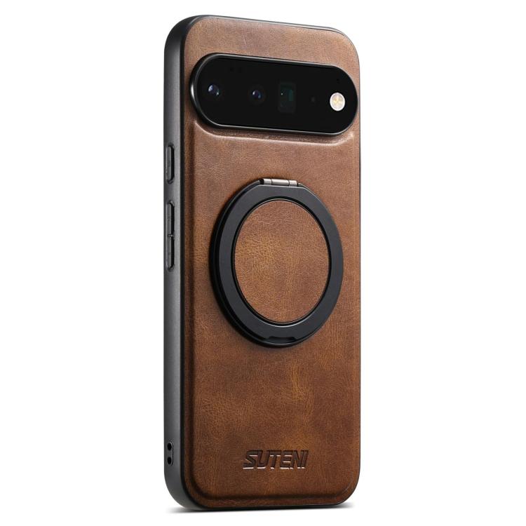 For Google Pixel 6 Pro Suteni G3 Oil Wax 360 Rotation Holder MagSafe Back Phone Case(Brown) - Google Cases by Suteni | Online Shopping South Africa | PMC TechLife | Buy Now Pay Later Mobicred