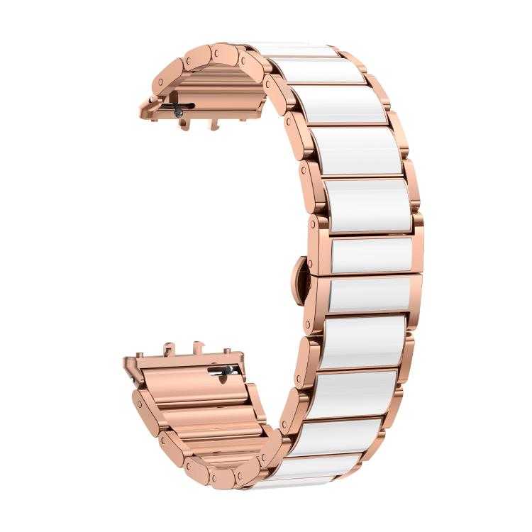 For Samsung Galaxy Fit 3 Butterfly Buckle Ceramic White Metal Watch Band(Rose Gold) - free shipping - PMC TechLife - Order now!