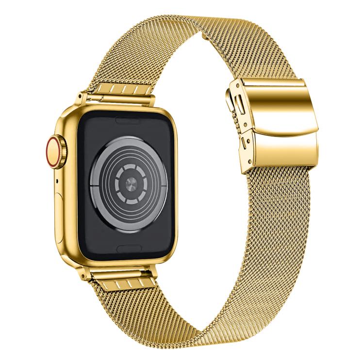For Apple Watch 42mm / 41mm / 40mm / 38mm Hyphosis Buckle Milanese Metal Watch Band(Gold) - free shipping - PMC TechLife - Order now!