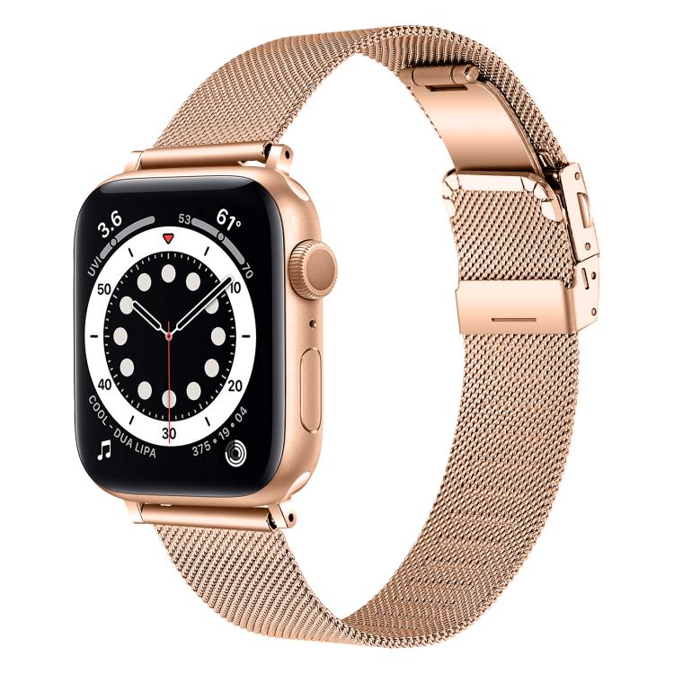 For Apple Watch 42mm / 41mm / 40mm / 38mm Hyphosis Buckle Milanese Metal Watch Band(Rose Gold) - free shipping - PMC TechLife - Order now!