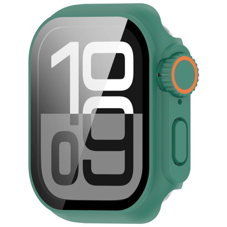 For Apple Watch Series 10 46mm Change to Ultra 49mm Tempered Film Integrated PC Button Watch Case(Green) - Watch Cases by PMC TechLife | Online Shopping South Africa | PMC TechLife | Buy Now Pay Later Mobicred
