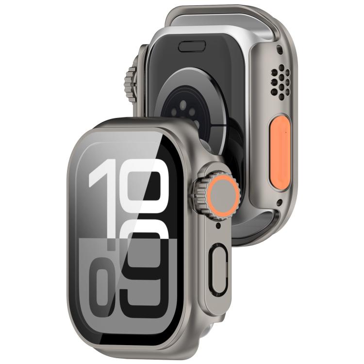 For Apple Watch Series 10 46mm Change to Ultra 49mm Tempered Film Integrated PC Button Watch Case(Titanium Steel Color) - Watch Cases by PMC TechLife | Online Shopping South Africa | PMC TechLife | Buy Now Pay Later Mobicred