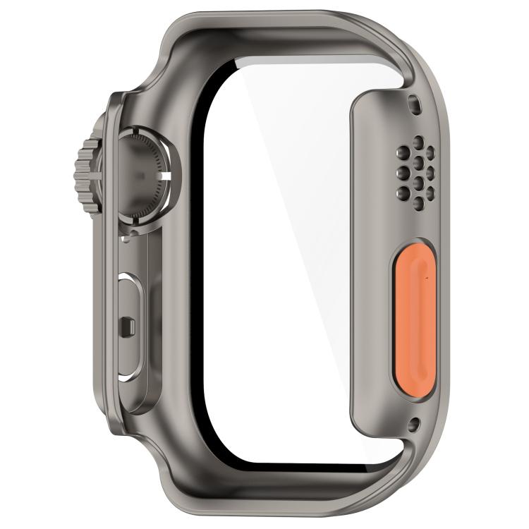 For Apple Watch Series 10 46mm Change to Ultra 49mm Tempered Film Integrated PC Button Watch Case(Titanium Steel Color) - Watch Cases by PMC TechLife | Online Shopping South Africa | PMC TechLife | Buy Now Pay Later Mobicred