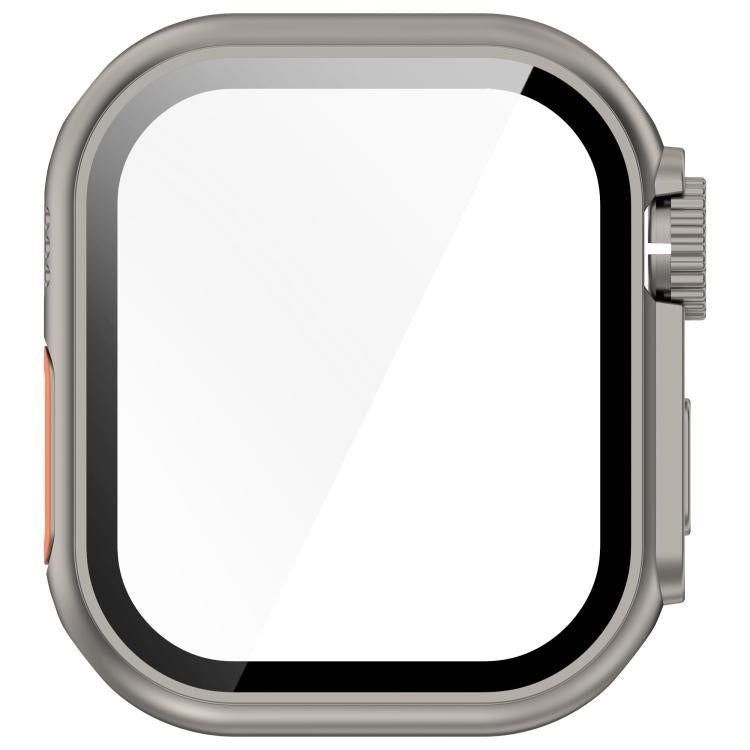 For Apple Watch Series 10 46mm Change to Ultra 49mm Tempered Film Integrated PC Button Watch Case(Titanium Steel Color) - Watch Cases by PMC TechLife | Online Shopping South Africa | PMC TechLife | Buy Now Pay Later Mobicred
