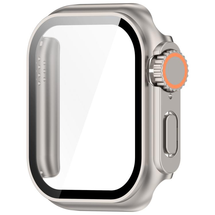 For Apple Watch Series 10 46mm Change to Ultra 49mm Tempered Film Integrated PC Button Watch Case(Starlight) - Watch Cases by PMC TechLife | Online Shopping South Africa | PMC TechLife | Buy Now Pay Later Mobicred