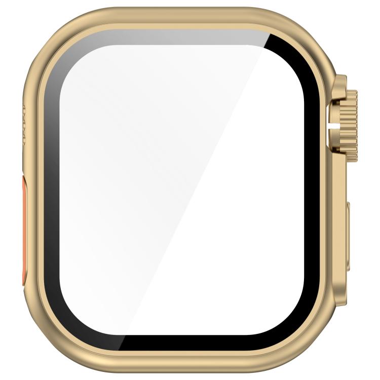For Apple Watch Series 6/5/4/SE/SE2 44mm Change to Ultra 49mm Tempered Film Integrated PC Button Watch Case(Champagne Gold) - free shipping - PMC TechLife - Order now!