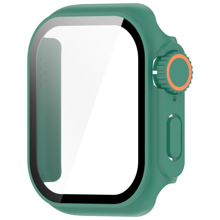 For Apple Watch Series 9/8/7 41mm Change to Ultra 49mm Tempered Film Integrated PC Button Watch Case(Green) - Watch Cases by PMC TechLife | Online Shopping South Africa | PMC TechLife | Buy Now Pay Later Mobicred