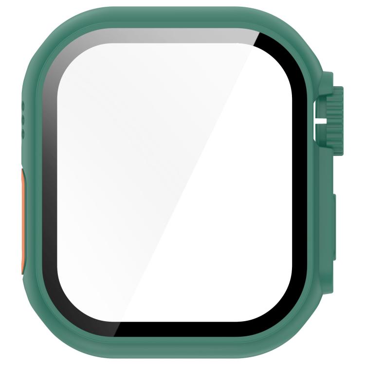 For Apple Watch Series 9/8/7 41mm Change to Ultra 49mm Tempered Film Integrated PC Button Watch Case(Green) - Watch Cases by PMC TechLife | Online Shopping South Africa | PMC TechLife | Buy Now Pay Later Mobicred