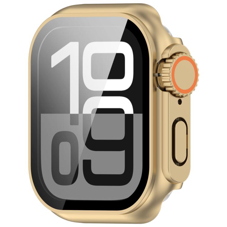 For Apple Watch Series 9/8/7 41mm Change to Ultra 49mm Tempered Film Integrated PC Button Watch Case(Champagne Gold) - Watch Cases by PMC TechLife | Online Shopping South Africa | PMC TechLife | Buy Now Pay Later Mobicred